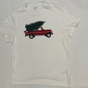 J. Crew White Tee with Red Truck and Green Tree